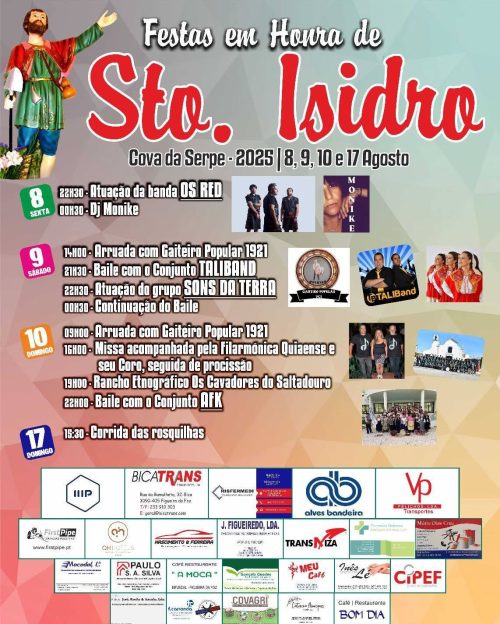 𝗙𝗲𝘀𝘁𝗮𝘀 𝗲𝗺 𝗛𝗼𝗻𝗿𝗮 𝗱𝗲 𝗦𝗮𝗻𝘁𝗼 𝗜𝘀𝗶𝗱𝗿𝗼 𝗻𝗮 𝗖𝗼𝘃𝗮 𝗱𝗮 𝗦𝗲𝗿𝗽𝗲 2025